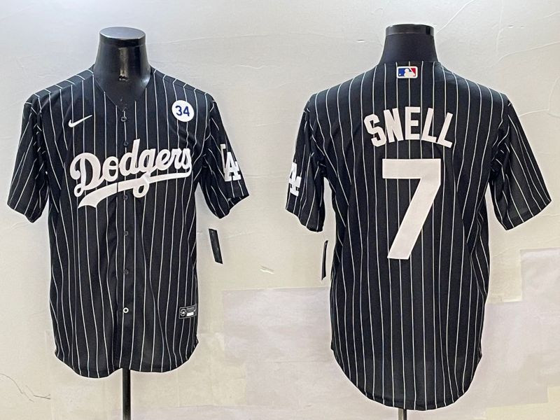 Men Los Angeles Dodgers #7 Snell Black Stripe Jointly Name 2025 Nike MLB Jersey style 6->los angeles dodgers->MLB Jersey